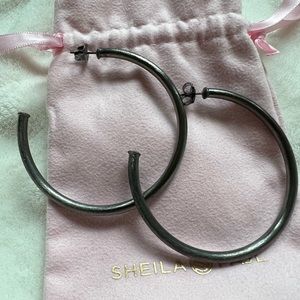 Sheila Fajl Gunmetal hoops